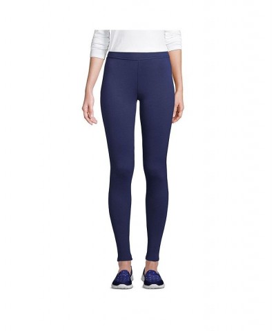 Women's Petite High Rise Serious Sweats Fleece Lined Pocket Leggings Blue $32.18 Pants