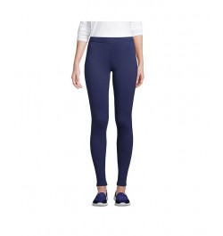 Women's Petite High Rise Serious Sweats Fleece Lined Pocket Leggings Blue $32.18 Pants