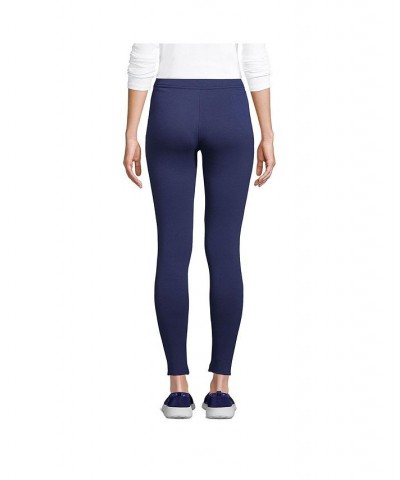 Women's Petite High Rise Serious Sweats Fleece Lined Pocket Leggings Blue $32.18 Pants