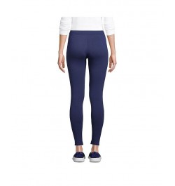 Women's Petite High Rise Serious Sweats Fleece Lined Pocket Leggings Blue $32.18 Pants