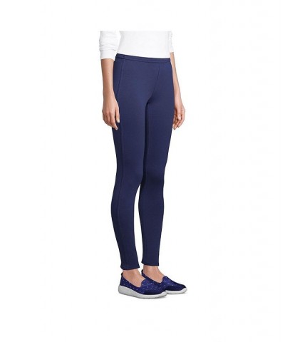 Women's Petite High Rise Serious Sweats Fleece Lined Pocket Leggings Blue $32.18 Pants