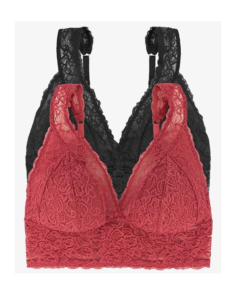 Women's Lana Light Padded 2 Piece Bralette Set Red, Black $14.48 Bras