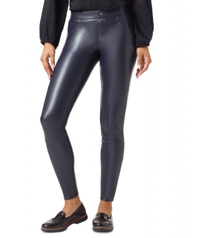 Women's Faux-Leather Leggings Navy $19.18 Pants