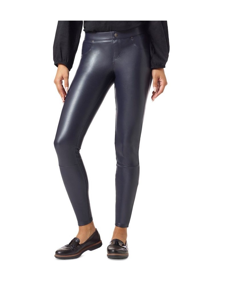 Women's Faux-Leather Leggings Navy $19.18 Pants