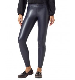 Women's Faux-Leather Leggings Navy $19.18 Pants