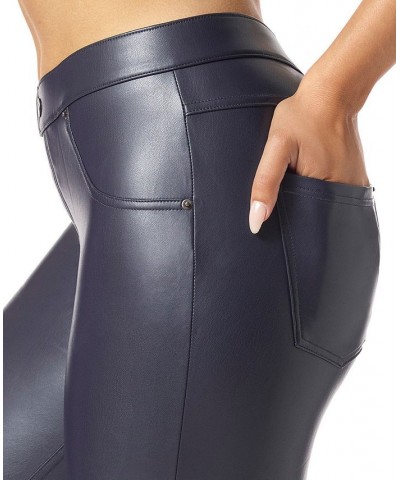 Women's Faux-Leather Leggings Navy $19.18 Pants