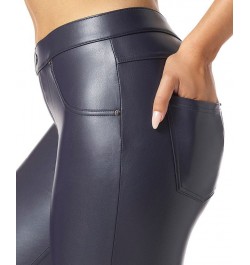 Women's Faux-Leather Leggings Navy $19.18 Pants