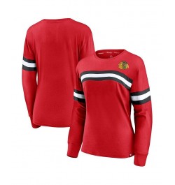 Women's Red Chicago Blackhawks Block Party Primary Logo Fashion Long Sleeve T-shirt Red $21.00 Tops