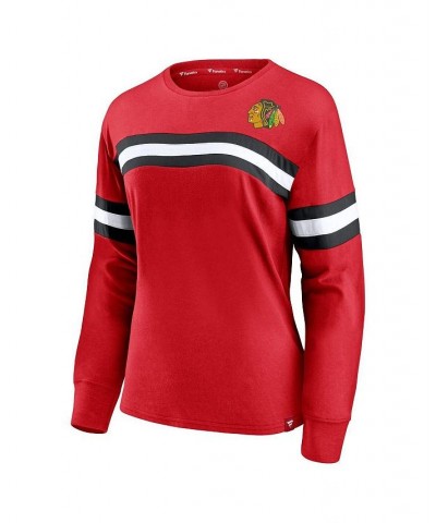 Women's Red Chicago Blackhawks Block Party Primary Logo Fashion Long Sleeve T-shirt Red $21.00 Tops