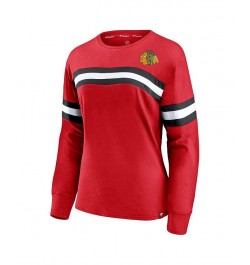 Women's Red Chicago Blackhawks Block Party Primary Logo Fashion Long Sleeve T-shirt Red $21.00 Tops