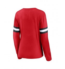 Women's Red Chicago Blackhawks Block Party Primary Logo Fashion Long Sleeve T-shirt Red $21.00 Tops