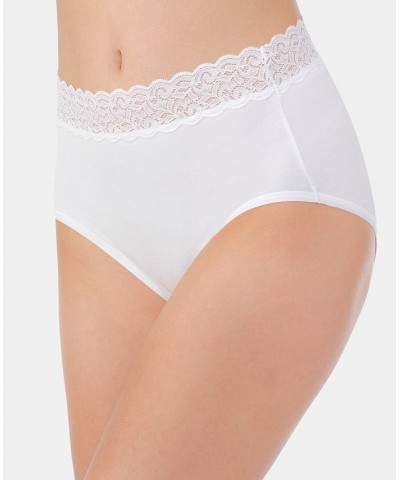 Flattering Cotton Lace Stretch Brief Underwear 13396 also available in extended sizes White $8.58 Panty