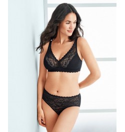 Women's Soft Sense Lace Mesh Bralette 810334 Black $31.92 Bras