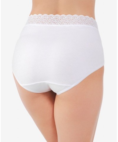 Flattering Cotton Lace Stretch Brief Underwear 13396 also available in extended sizes White $8.58 Panty