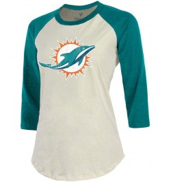 Women's Cream Aqua Miami Dolphins Player Raglan Name Number 3/4 Sleeve T-shirt White $32.99 Tops