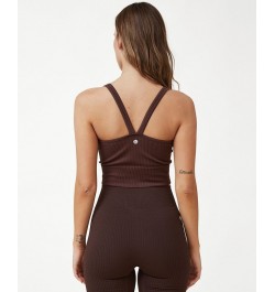 Women's Seamless V-Back Tank Top Brown $19.20 Tops