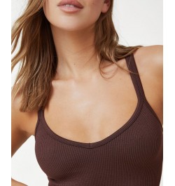 Women's Seamless V-Back Tank Top Brown $19.20 Tops