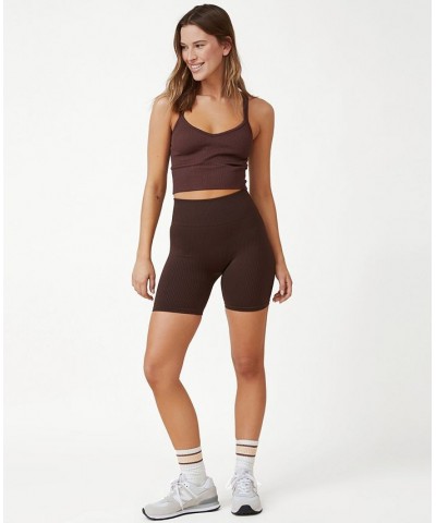 Women's Seamless V-Back Tank Top Brown $19.20 Tops