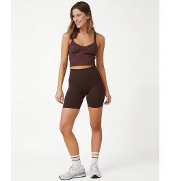 Women's Seamless V-Back Tank Top Brown $19.20 Tops