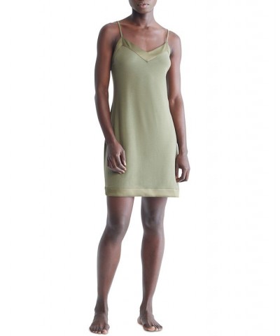 Satin-Trim Chemise Nightgown QS6531 Tan/Beige $28.45 Sleepwear