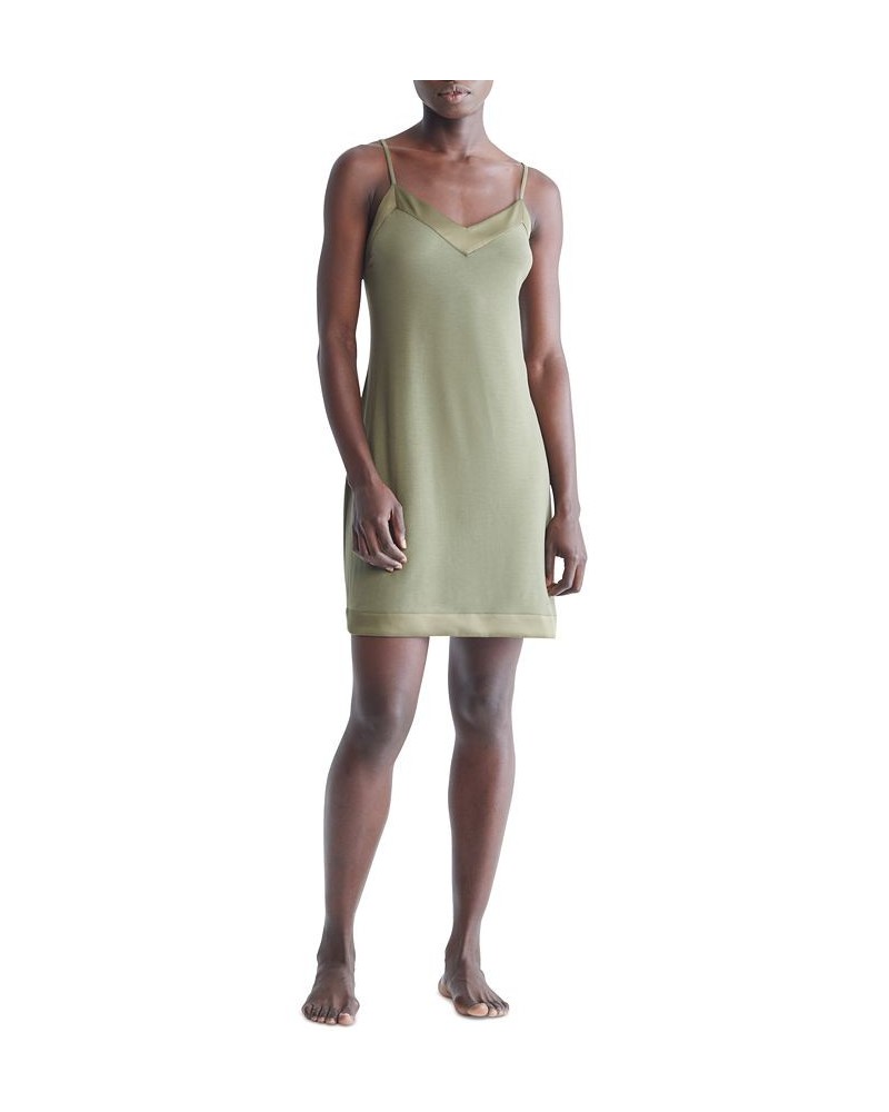 Satin-Trim Chemise Nightgown QS6531 Tan/Beige $28.45 Sleepwear