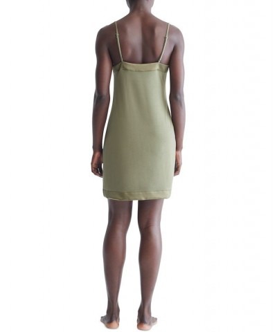 Satin-Trim Chemise Nightgown QS6531 Tan/Beige $28.45 Sleepwear