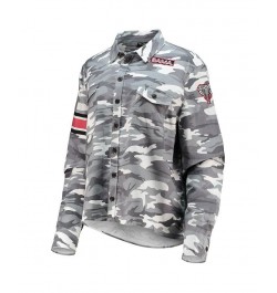 Women's Gray Alabama Crimson Tide Camo Flannel Button-Up Long Sleeve Shirt Gray $42.63 Tops