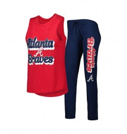 Women's Navy Red Atlanta Braves Wordmark Meter Muscle Tank Top and Pants Sleep Set Navy, Red $34.31 Pajama