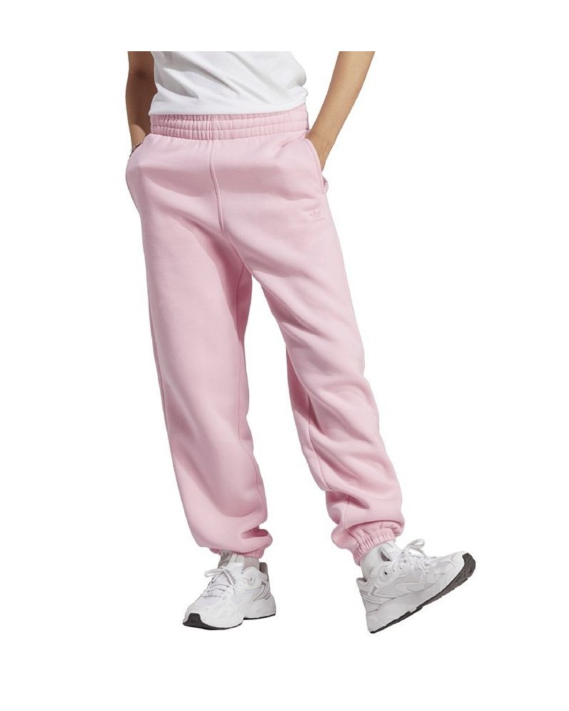 Women's Essentials Fleece High Rise Waist Joggers Pink $31.20 Pants