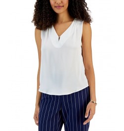 Petite Sleeveless Keyhole-Neck Hardware-Detail Top Vanilla Ice $20.88 Tops