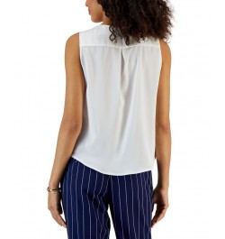 Petite Sleeveless Keyhole-Neck Hardware-Detail Top Vanilla Ice $20.88 Tops