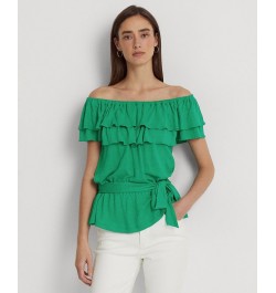 Women's Jersey Off-the-Shoulder Top Green $51.25 Tops