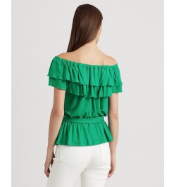 Women's Jersey Off-the-Shoulder Top Green $51.25 Tops