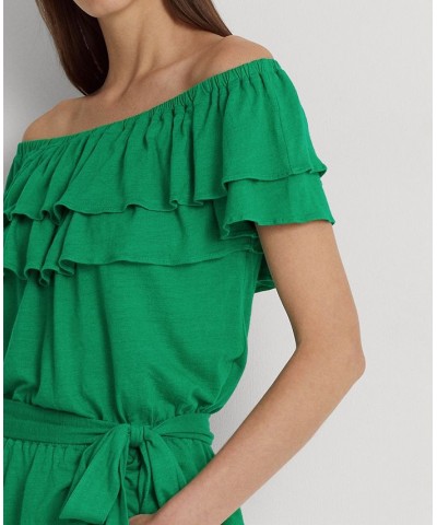 Women's Jersey Off-the-Shoulder Top Green $51.25 Tops