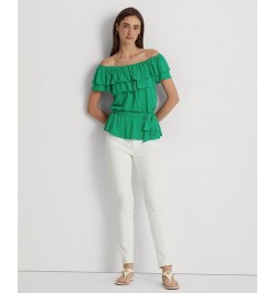 Women's Jersey Off-the-Shoulder Top Green $51.25 Tops