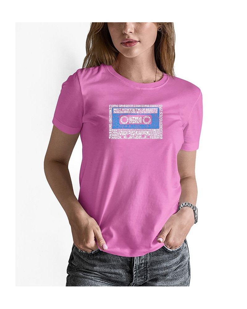 Women's 80s One Hit Wonders Word Art T-shirt Pink $20.99 Tops