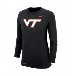 Women's Black Virginia Tech Hokies Logo Performance Long Sleeve T-shirt Black $27.99 Tops