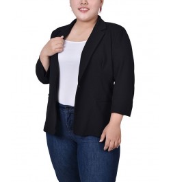 Plus Size 3/4 Sleeve Scuba Crepe Jacket Black $14.10 Jackets