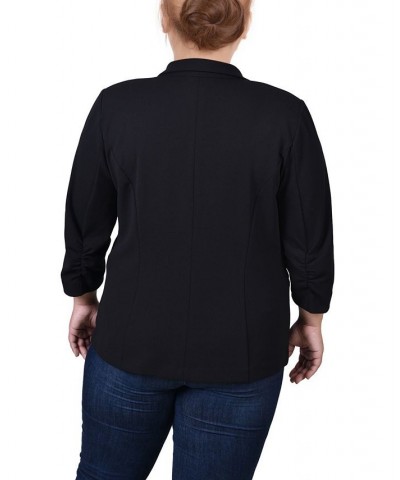 Plus Size 3/4 Sleeve Scuba Crepe Jacket Black $14.10 Jackets