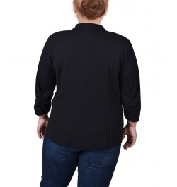 Plus Size 3/4 Sleeve Scuba Crepe Jacket Black $14.10 Jackets