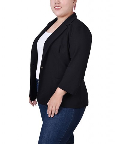 Plus Size 3/4 Sleeve Scuba Crepe Jacket Black $14.10 Jackets