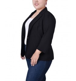 Plus Size 3/4 Sleeve Scuba Crepe Jacket Black $14.10 Jackets