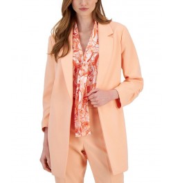 Women's Ruched-Sleeve Topper Jacket Orange $40.94 Jackets