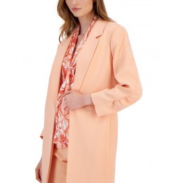 Women's Ruched-Sleeve Topper Jacket Orange $40.94 Jackets