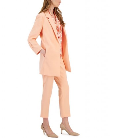 Women's Ruched-Sleeve Topper Jacket Orange $40.94 Jackets