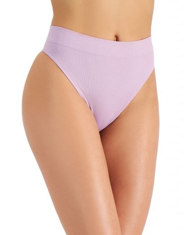 Women's Seamless Ribbed Hi-Cut Thong Glazed Lilac $8.00 Panty