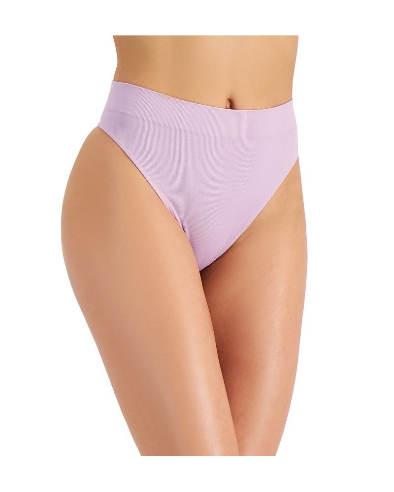 Women's Seamless Ribbed Hi-Cut Thong Glazed Lilac $8.00 Panty