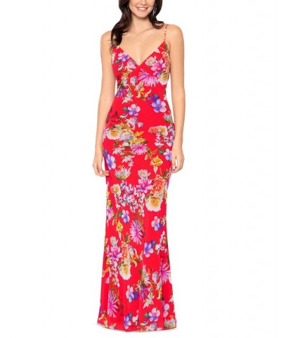 Women's Floral-Print Sleeveless Gown Poppy Multi $71.70 Dresses