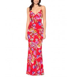 Women's Floral-Print Sleeveless Gown Poppy Multi $71.70 Dresses