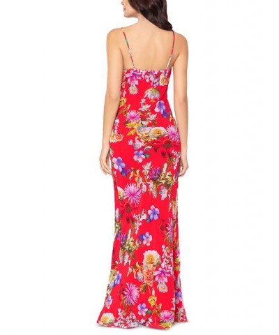 Women's Floral-Print Sleeveless Gown Poppy Multi $71.70 Dresses